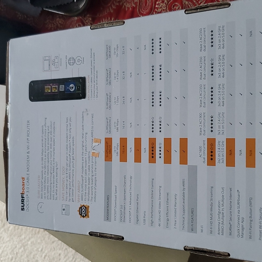 ARRIS SBG10 CABLE MODEM AND ROUTER - Picture 2 of 2